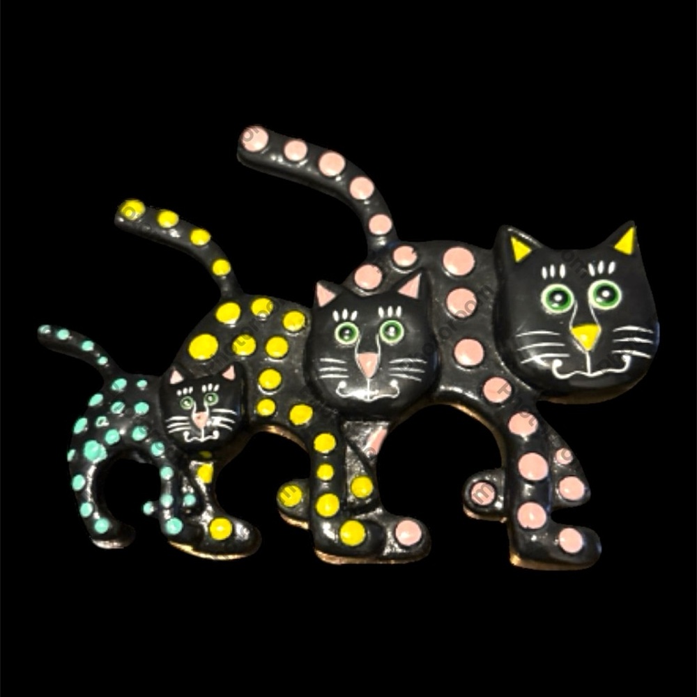 Kelly Graham 1990’s “ 3 Purrfect Pieces” vintage Pin Brooch